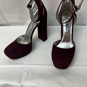 Prada Burgundy Suede Pumps